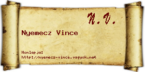 Nyemecz Vince névjegykártya